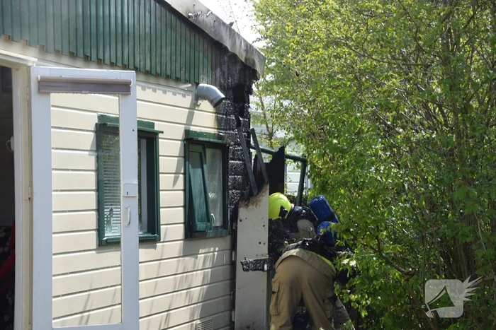 Stacaravan in brand op camping