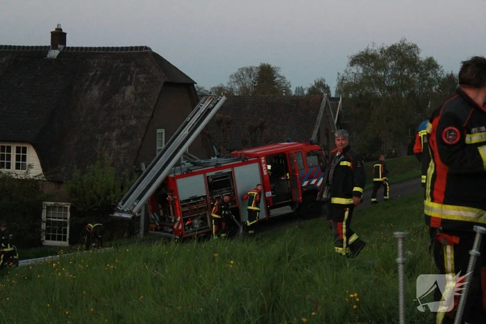 Brand in rietenkap van woning