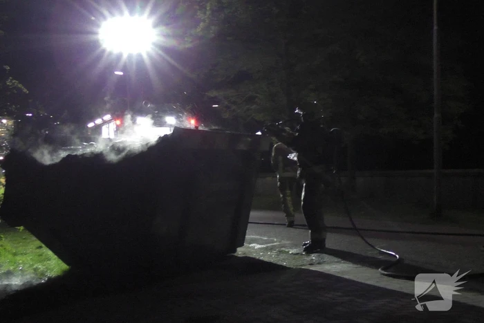 Brand in bouwcontainer