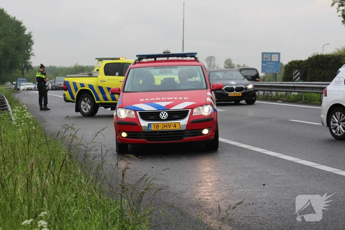 Elektrische auto vliegt in brand op snelweg