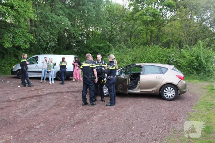 Auto rijdt dwars door heg