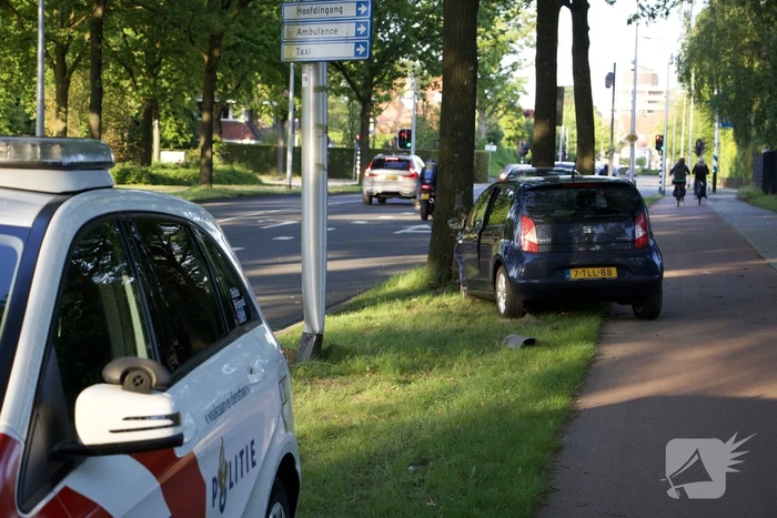 Auto raakt van weg en ramt boom