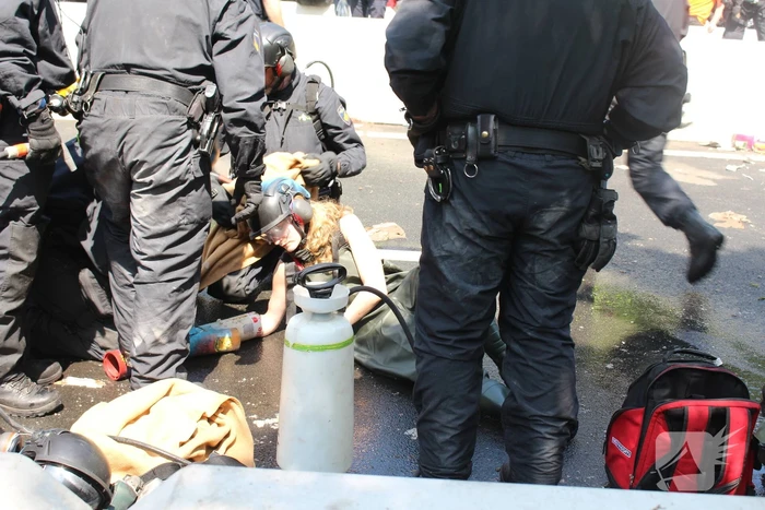 Politie masaal aanwezig bij demonstratie