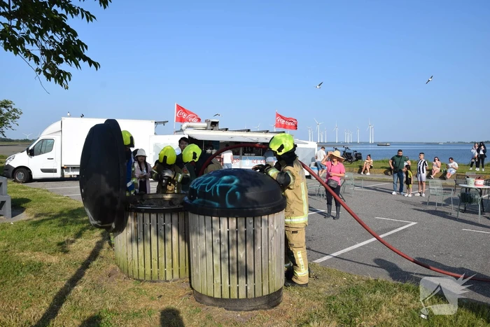 Container in brand door BBQ