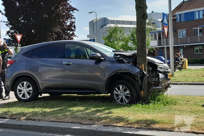 Automobilist eindigt tegen boom