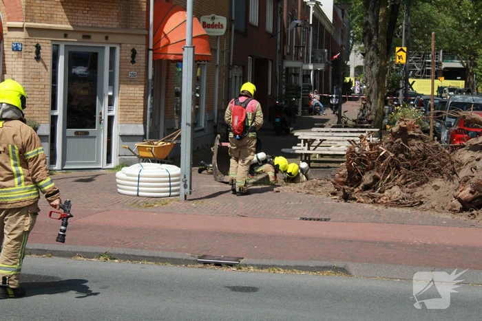 Werkzaamheden verstoord door gaslekkage