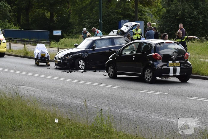 Flinke schade bij botsing tussen taxibus en auto