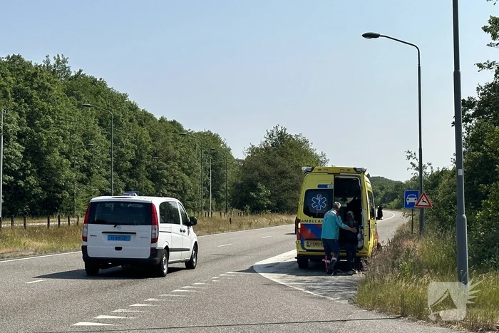 Automobiliste rijdt door rood licht en botst op bezorgbakwagen