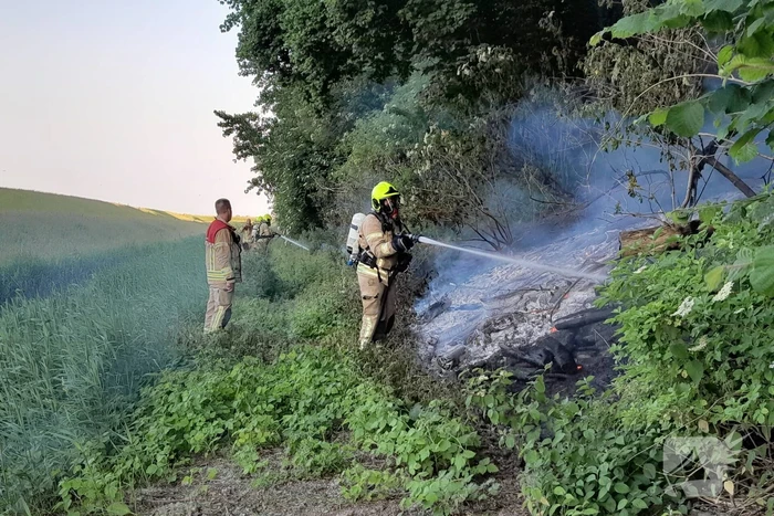 Brandweer blust brand in bosgebied