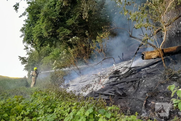 Brandweer blust brand in bosgebied