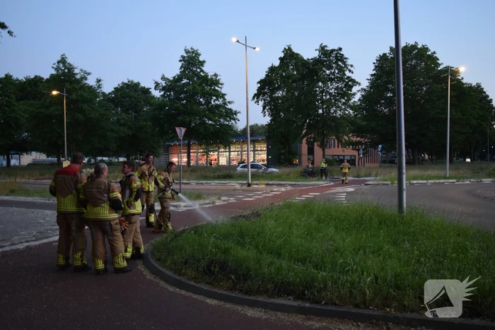 Bermbrand recht tegenover brandweerkazerne