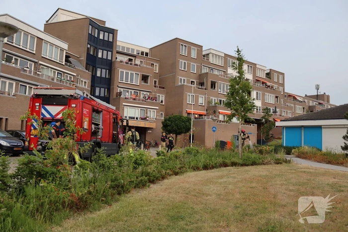 Gedumpt afval bij containers in brand
