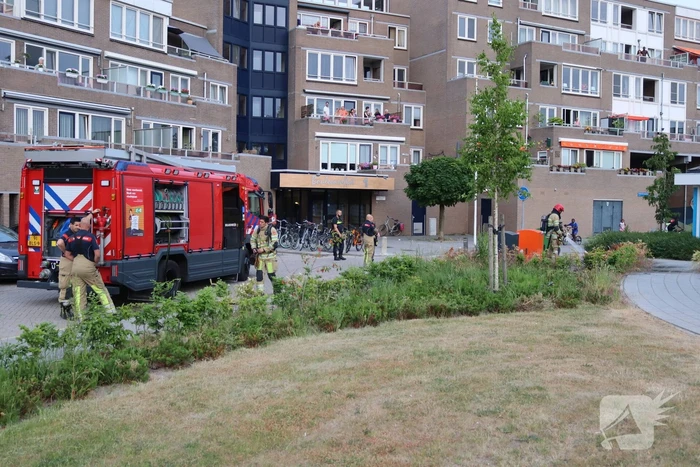 Gedumpt afval bij containers in brand