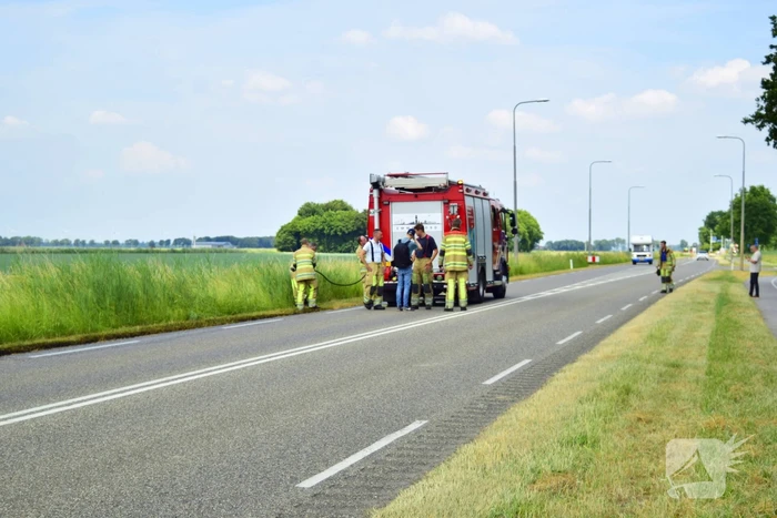 Stuk berm gaat in vlammen op