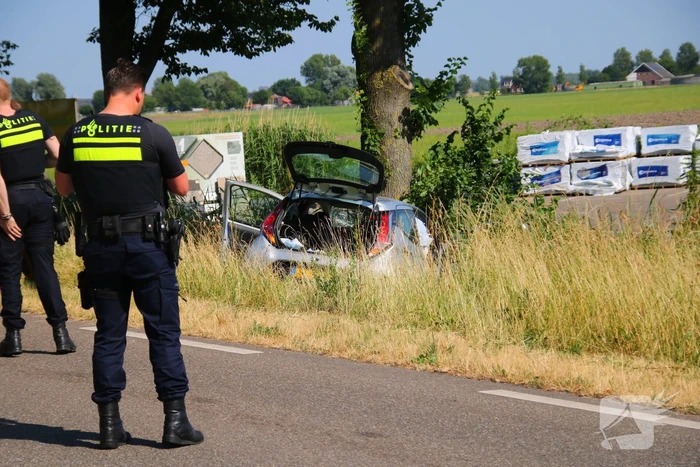 Automobilist frontaal in botsing met boom