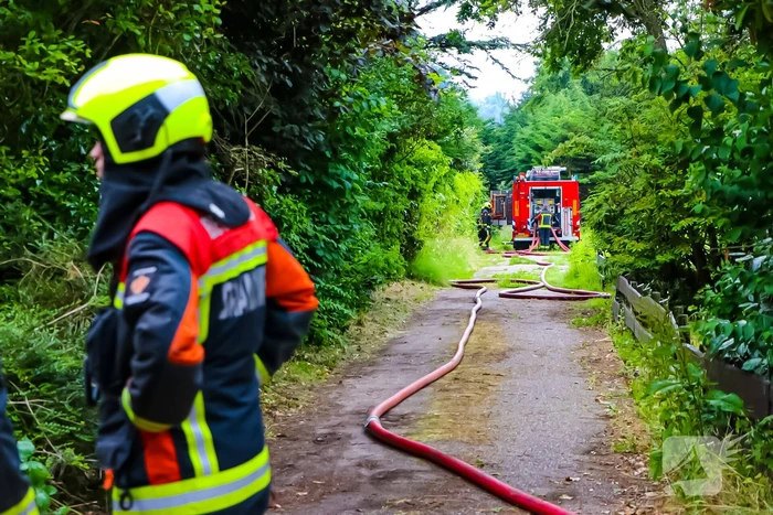 Stapel hout afgebrand
