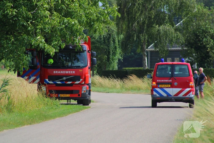 Brand in muur van schuur