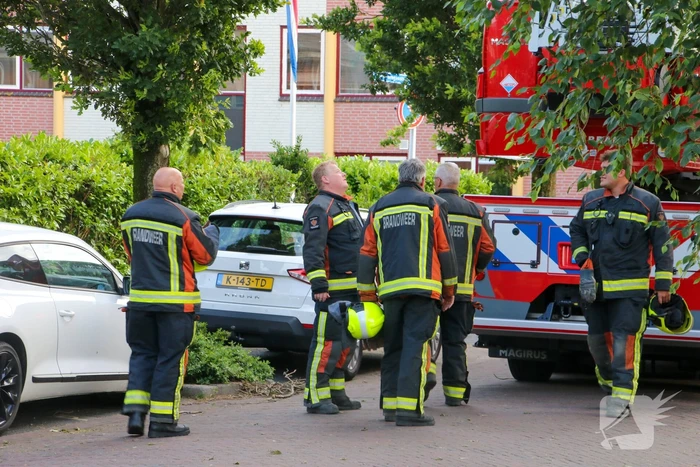 Brandweer haalt loshangende tak weg