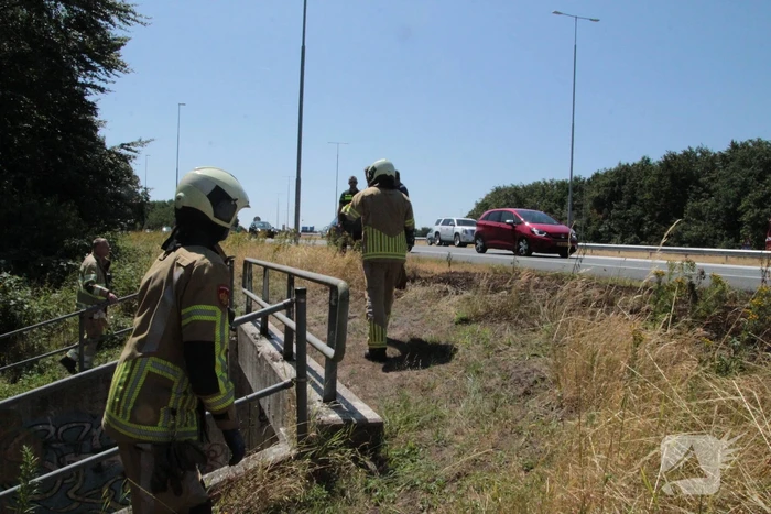 Bestuurder van cementwagen blust bermbrand en voorkomt erger