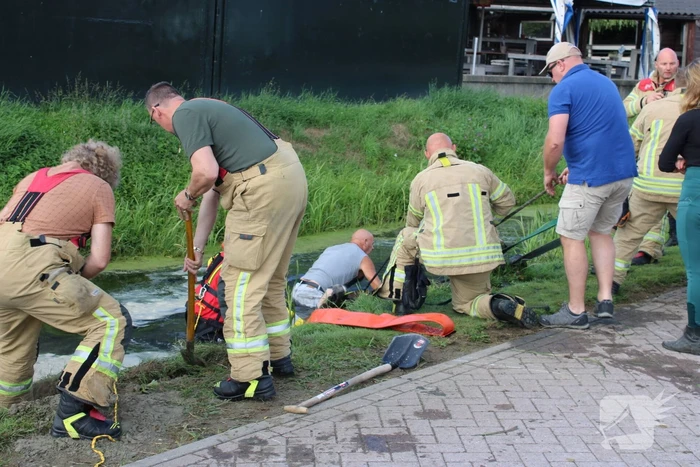 Brandweer redt paard uit sloot