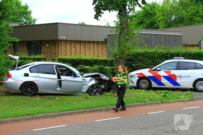 Auto botst frontaal tegen boom, bestuurder spoorloos