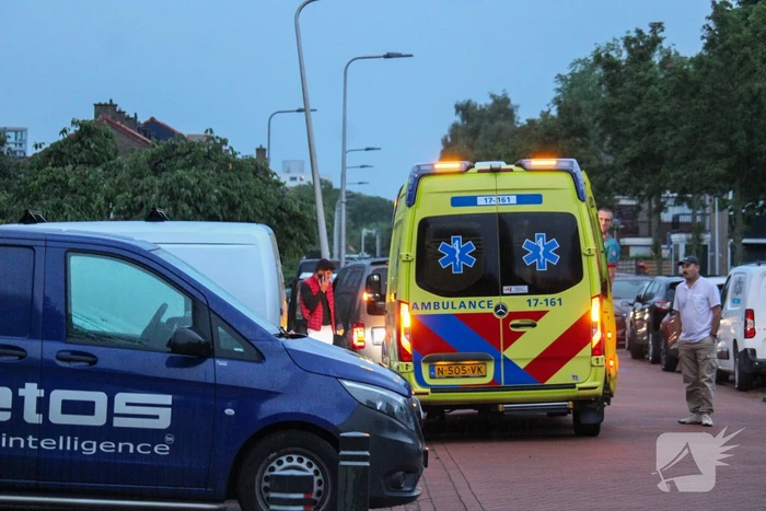Bestelbus klapt op paal