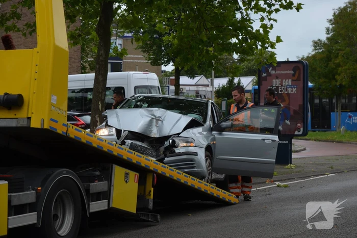 Auto rijdt op boom