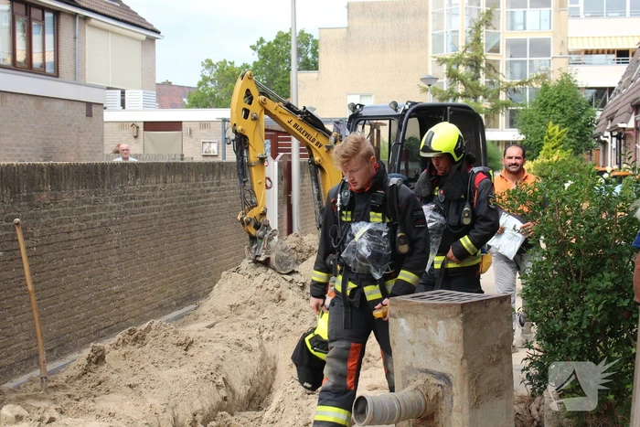 Gasleiding geraakt bij rioolwerkzaamheden