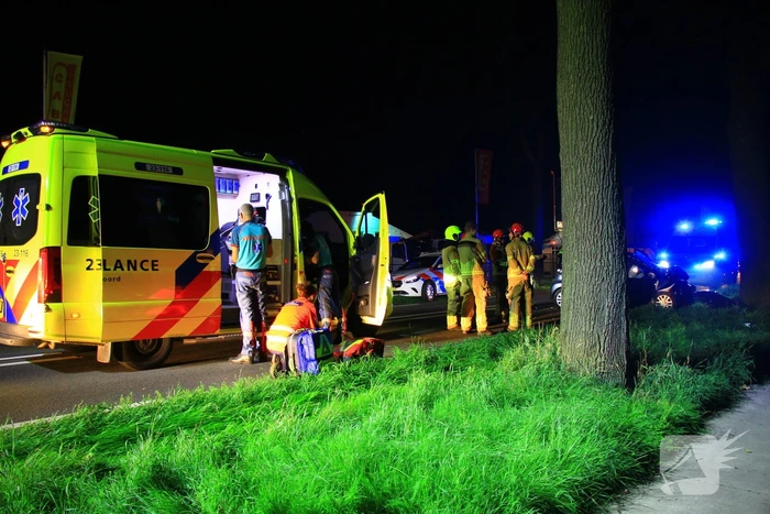 Twee gewonden bij frontale botsing met boom