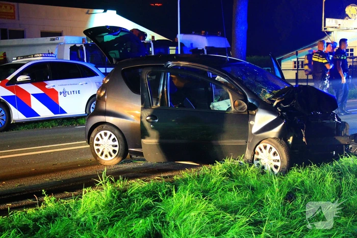 Twee gewonden bij frontale botsing met boom