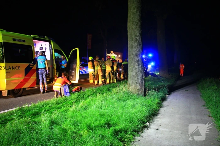 Twee gewonden bij frontale botsing met boom