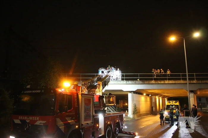 Hulpdiensten halen persoon van viaduct af, geen treinverkeer