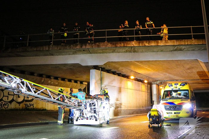 Hulpdiensten halen persoon van viaduct af, geen treinverkeer