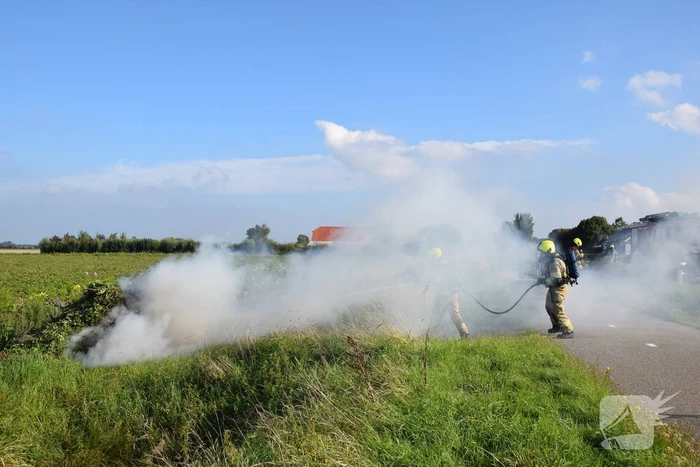 Brand in snoeiafval snel onder controle