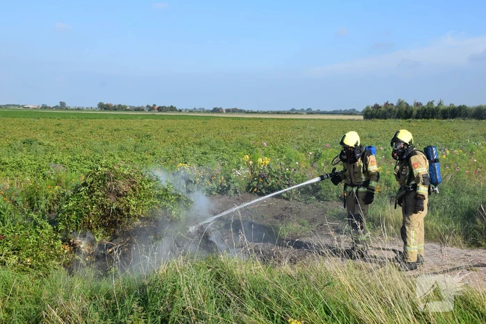 Brand in snoeiafval snel onder controle