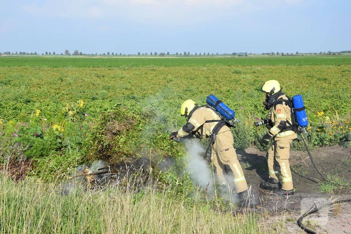 Brand in snoeiafval snel onder controle