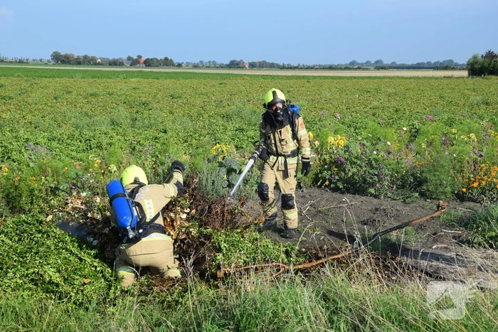 Brand in snoeiafval snel onder controle