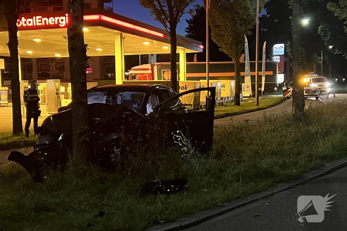 Automobilist klapt op boom