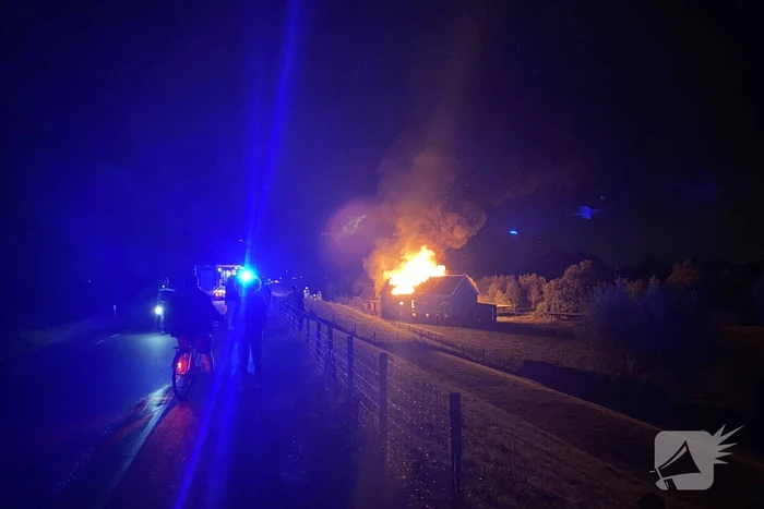 Uitslaande brand in schuur