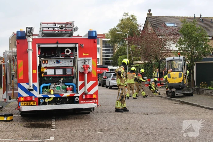 Gaslekkage door werkzaamheden aan straat