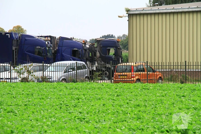 Meerdere vrachtwagens beschadigd door brand