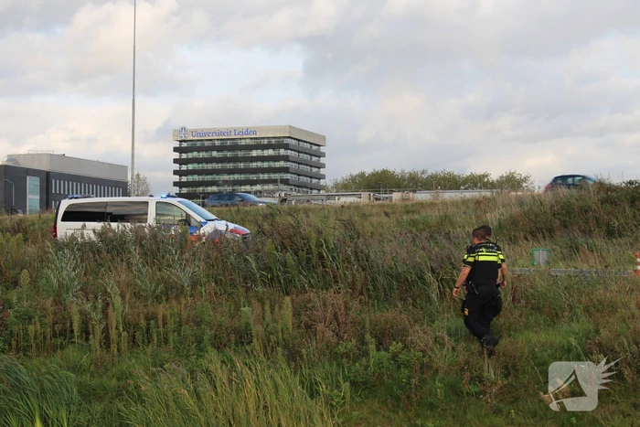Auto rijdt vanaf afrit de sloot in