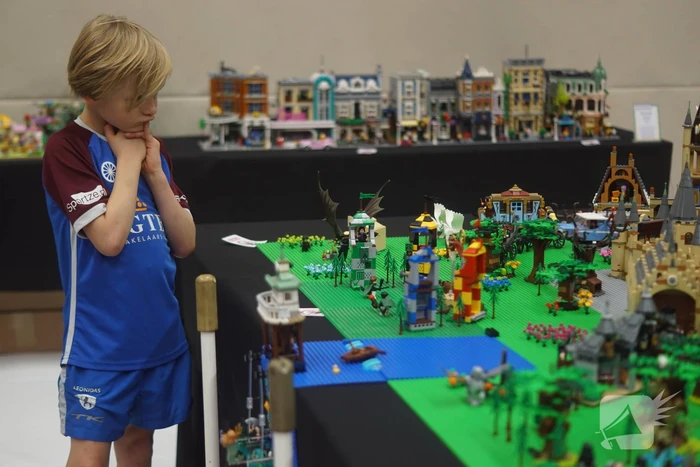 LEGO-liefhebbers bewonderen tentoongestelde creaties