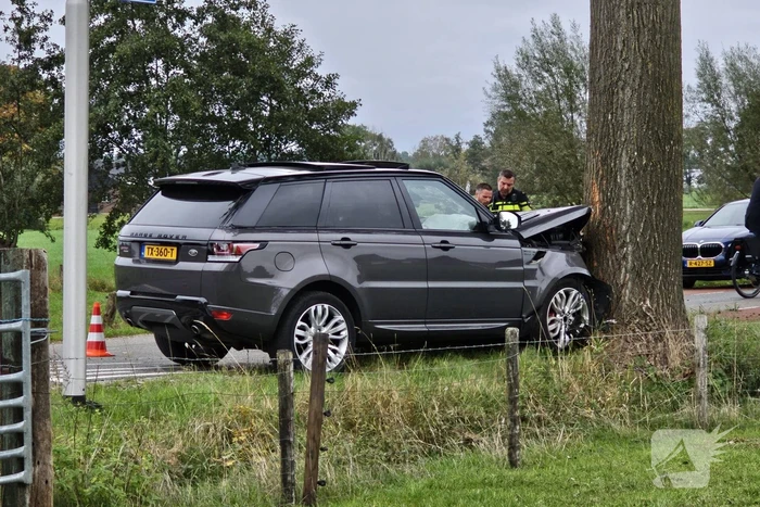 Range Rover klapt op boom bestuurder gewond
