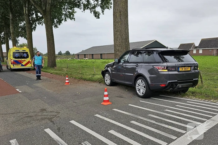Range Rover klapt op boom bestuurder gewond
