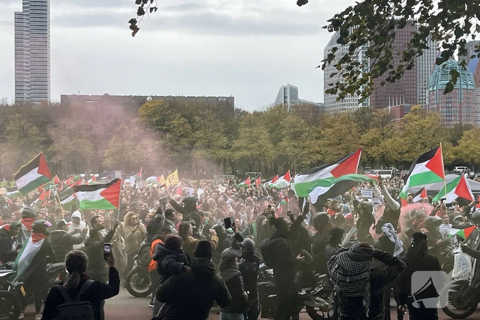 Grote opkomst pro-palestina demonstratie op het Malieveld