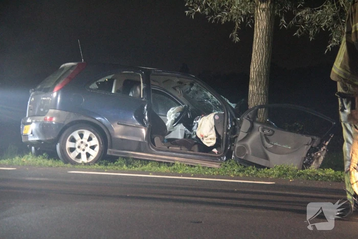Bestuurder ernstig gewond bij frontale aanrijding met boom