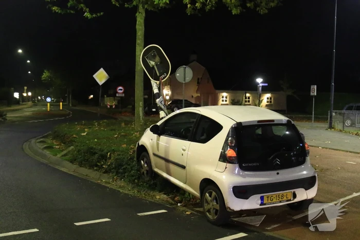 Automobilist knalt tegen verkeerslicht aan