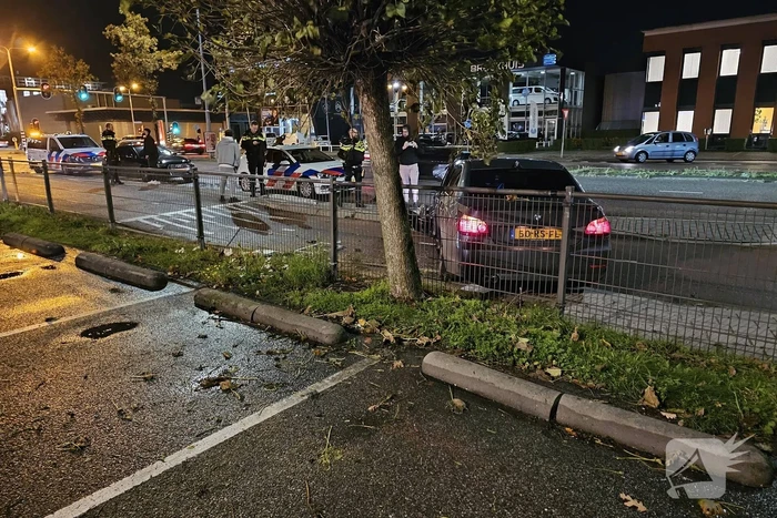 Flinke schade nadat auto op paal botst