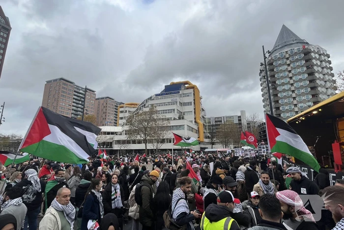 Grote opkomst pro Palestina demonstratie